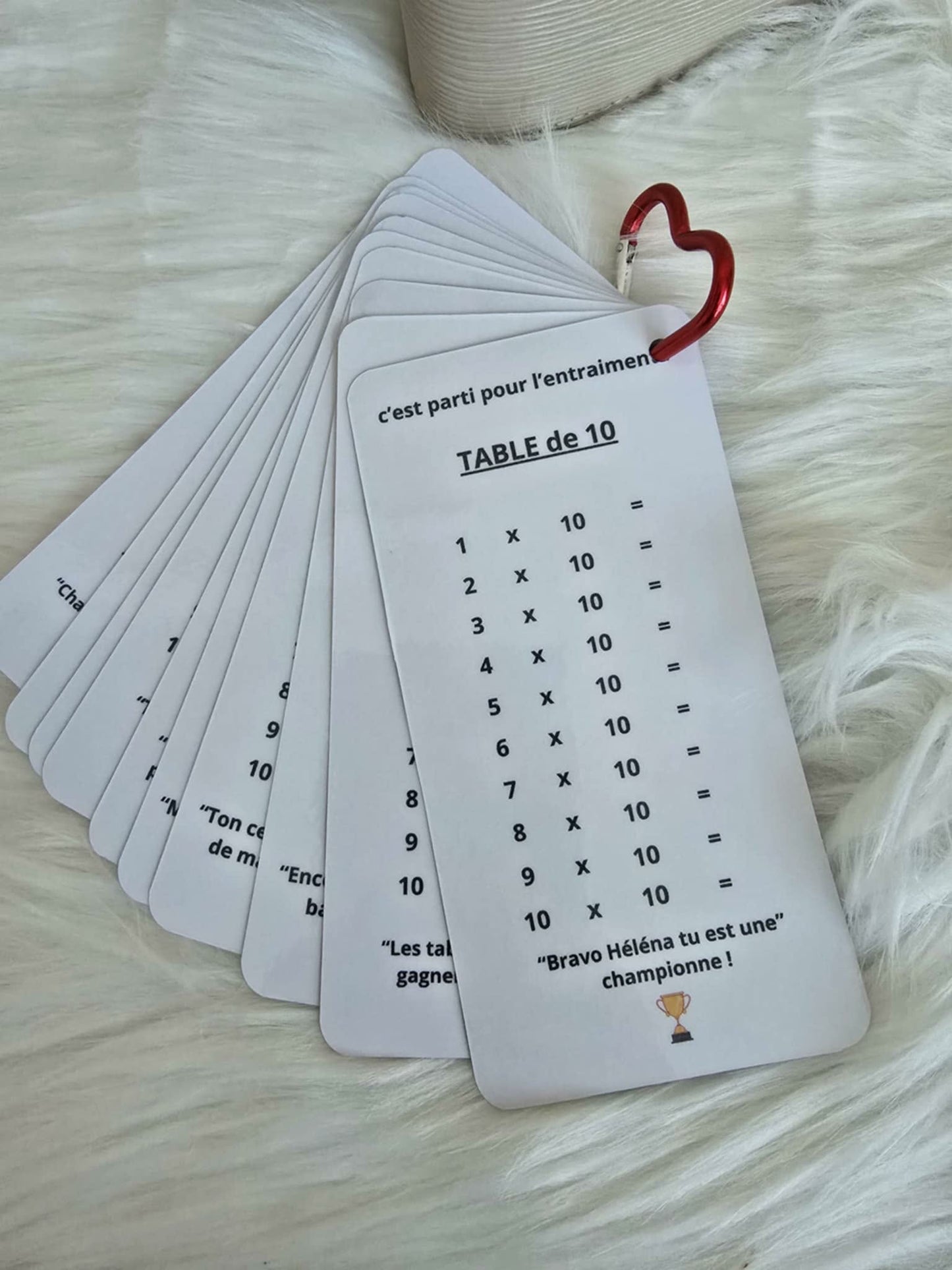 Tables de mutiplication de 1 à 10 .