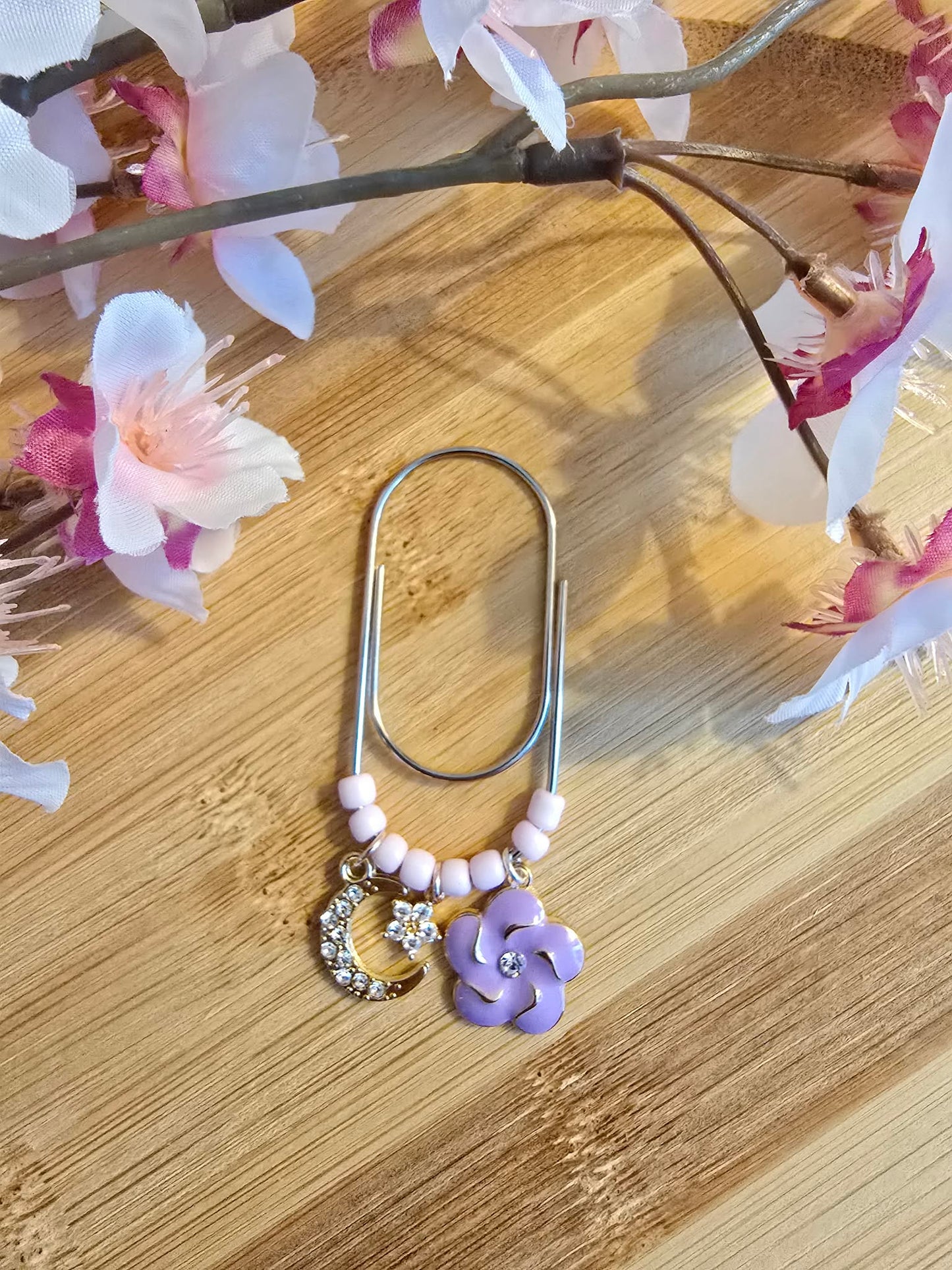 Trombone pendentif " Lune & fleur"